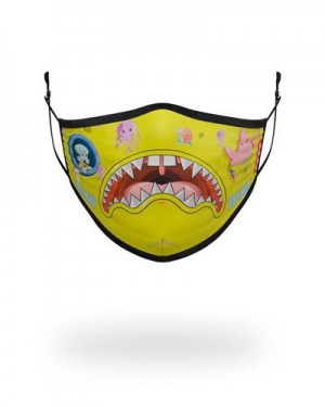 Yellow Sprayground Adult Spongebob Japan Shark Form Fitting-covering Face Masks | 30297-QFDS