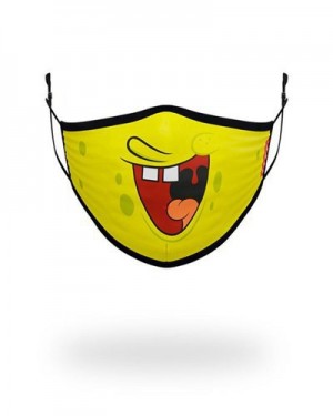 Yellow Sprayground Adult Spongebob Smile Form Fitting-covering Face Masks | 97436-LZCQ