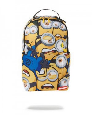 Yellow Sprayground Minions Crammed Backpacks | 28956-WGIH