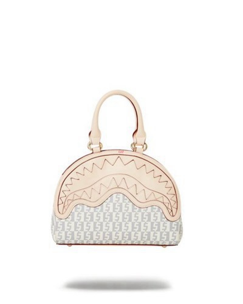 Beige Sprayground Crème De La Crème Shark Handbag | 57810-GUZE