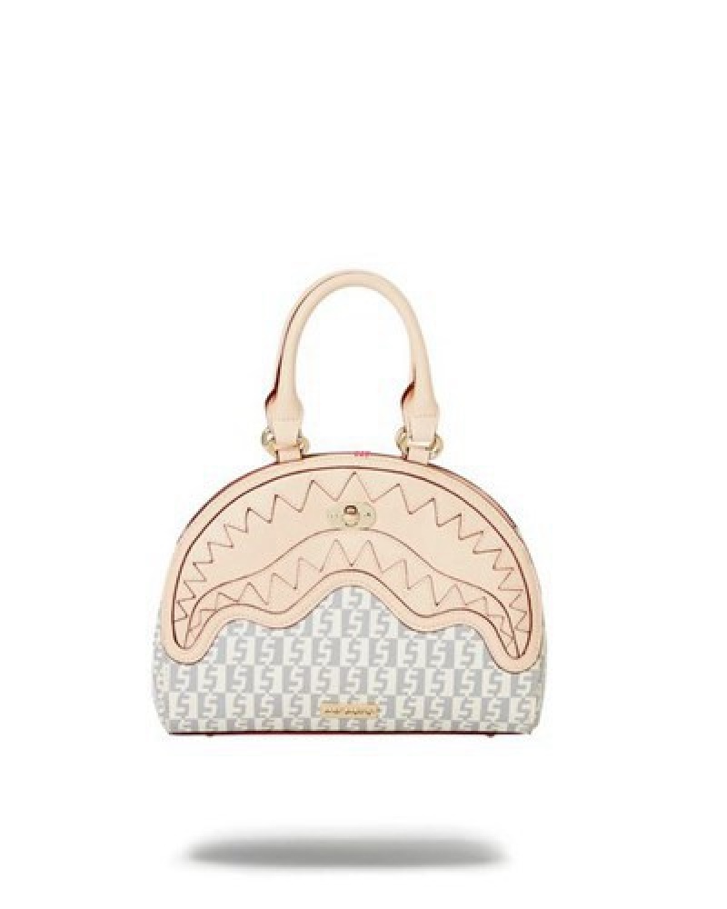 Beige Sprayground Crème De La Crème Shark Handbag | 57810-GUZE