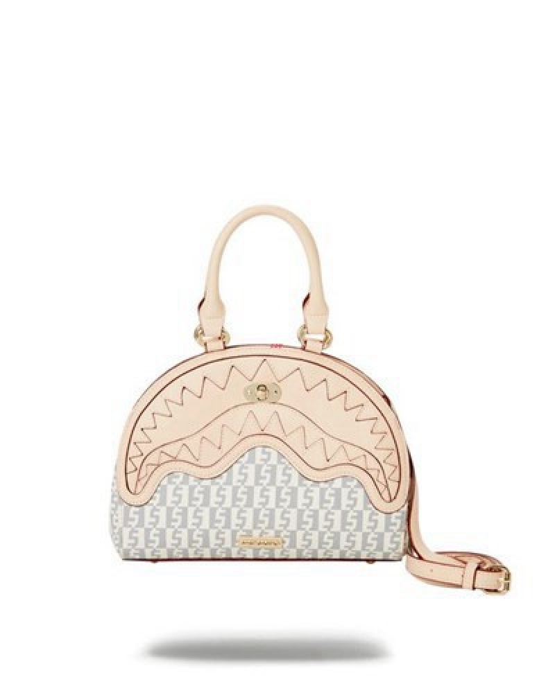 Beige Sprayground Crème De La Crème Shark Handbag | 57810-GUZE