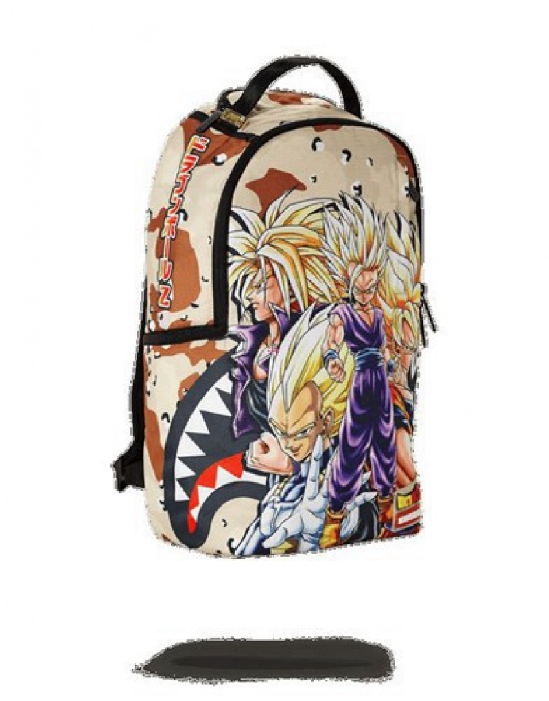 Beige Sprayground Dragon Ball Z Super Saiyan Backpacks | 21950-YXPO