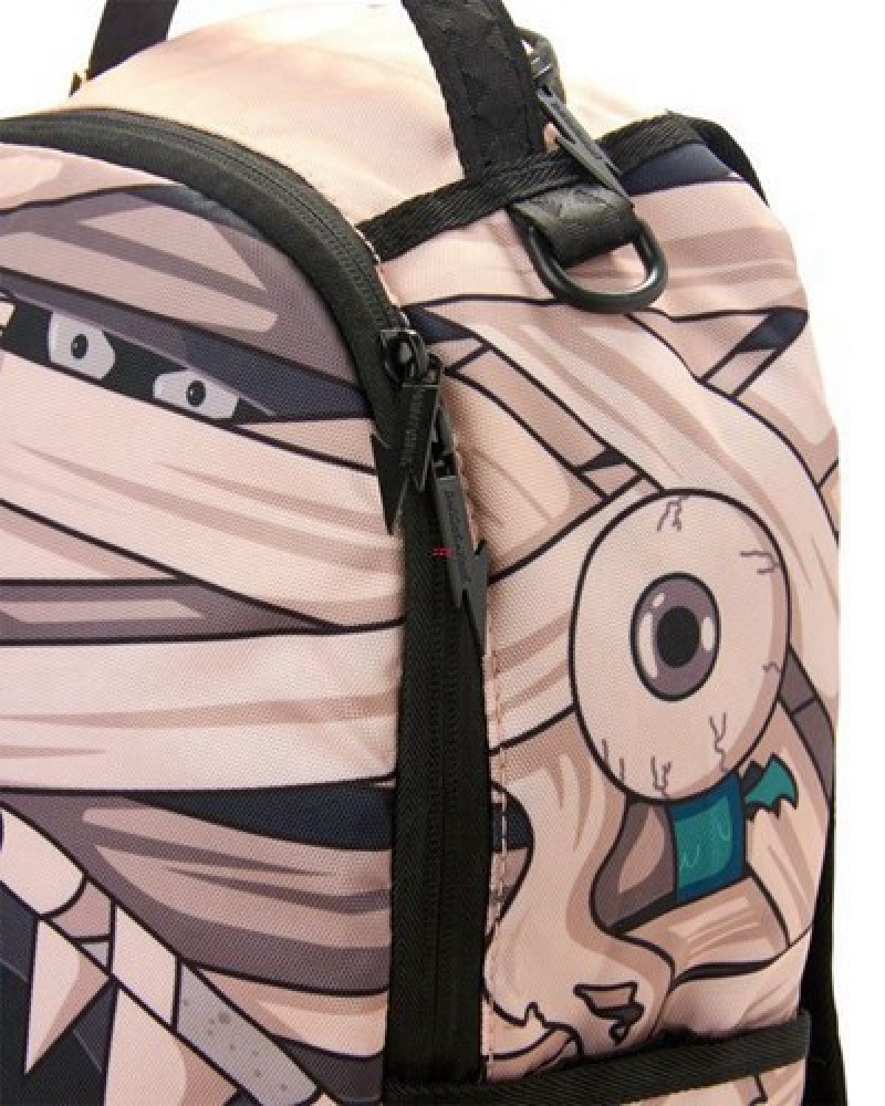 Beige Sprayground Monsters Mummy Shark Backpacks | 30498-FXQS