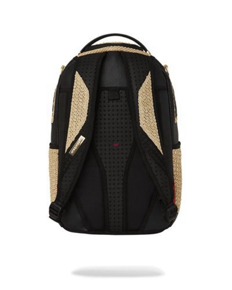 Beige Sprayground Raffia Palm Backpacks | 30528-TCBG