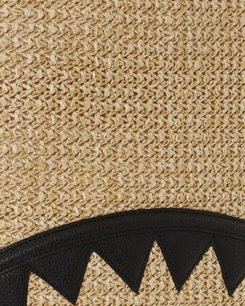 Beige Sprayground Raffia Palm Backpacks | 30528-TCBG