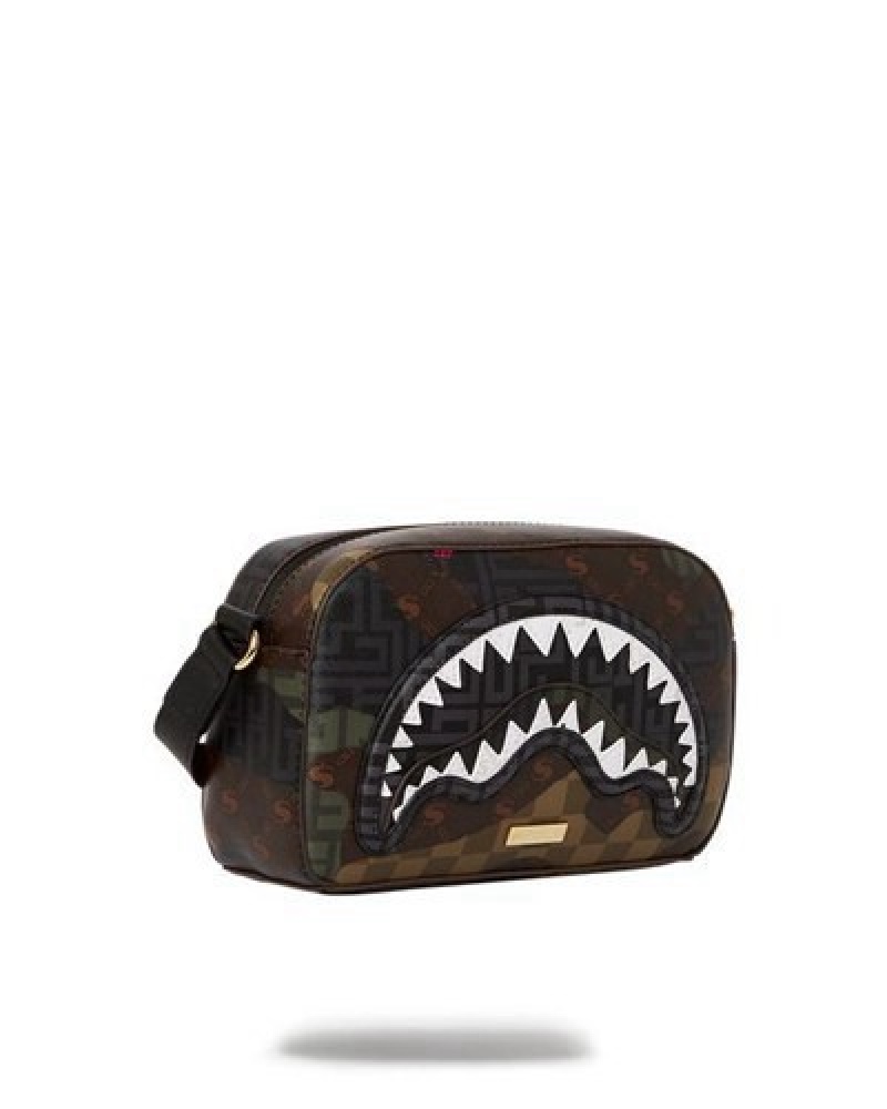 Black Brown Sprayground Stealth Mode Toiletry Bags | 83946-DHSG