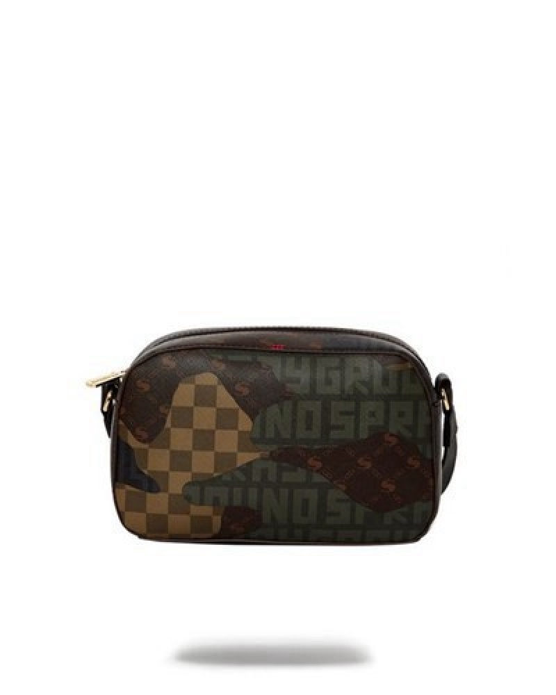 Black Brown Sprayground Stealth Mode Toiletry Bags | 83946-DHSG