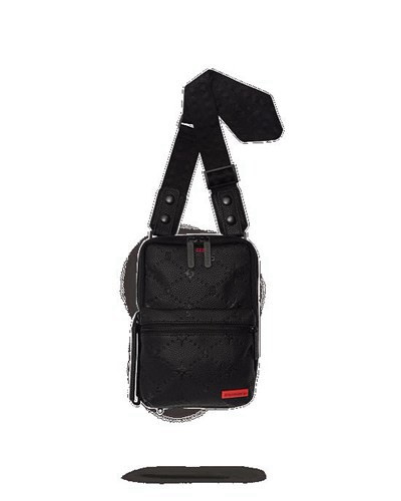 Black Sprayground 24/7 Check Crossbody Bags | 49523-IQUH