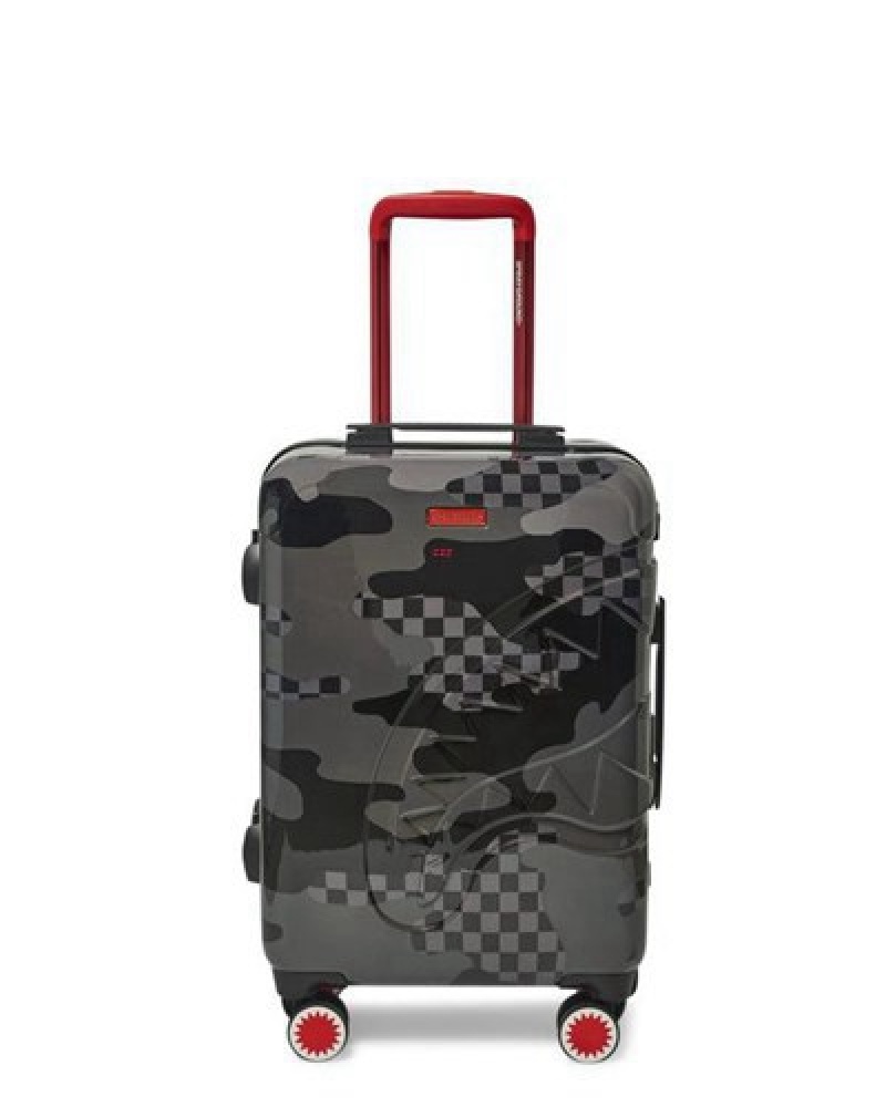 Black Sprayground 3am Never Sleep Sharkitecture Hardshell Carry-on Luggage | 05271-TSGU