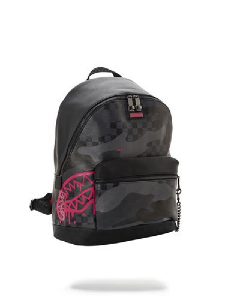 Black Sprayground 3am Pink Drip Chateau Backpacks | 72841-OUVJ