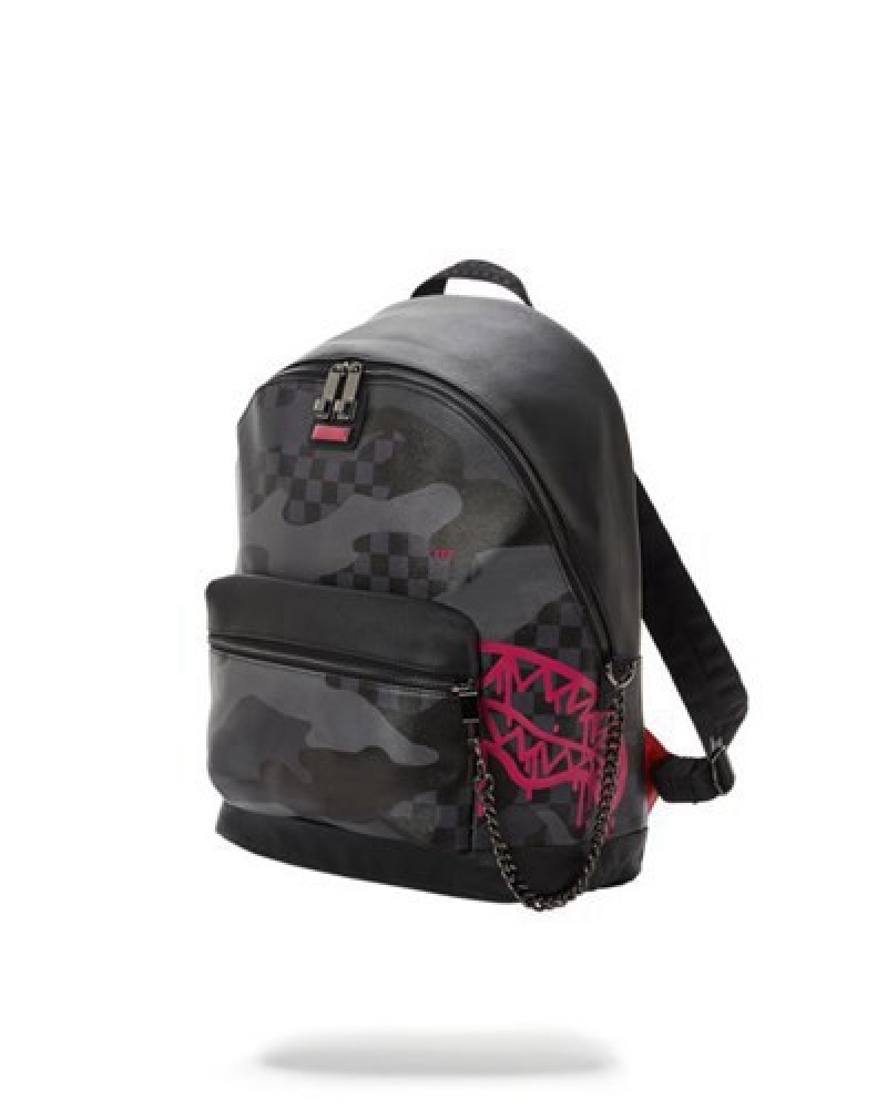 Black Sprayground 3am Pink Drip Chateau Backpacks | 72841-OUVJ