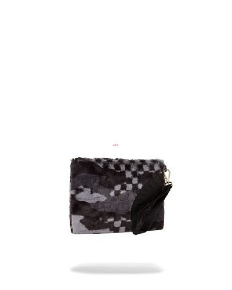 Black Sprayground 3am Plush Aspen Highlands Crossover Clutch Bag | 43960-TQLI