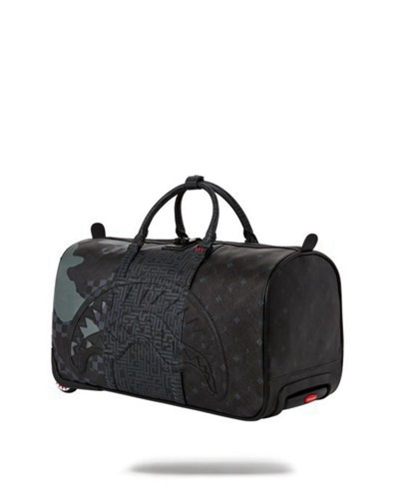 Black Sprayground 3am The Trilogy Wheely Duffle Bags | 29345-AELY