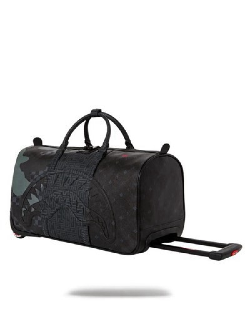 Black Sprayground 3am The Trilogy Wheely Duffle Bags | 29345-AELY