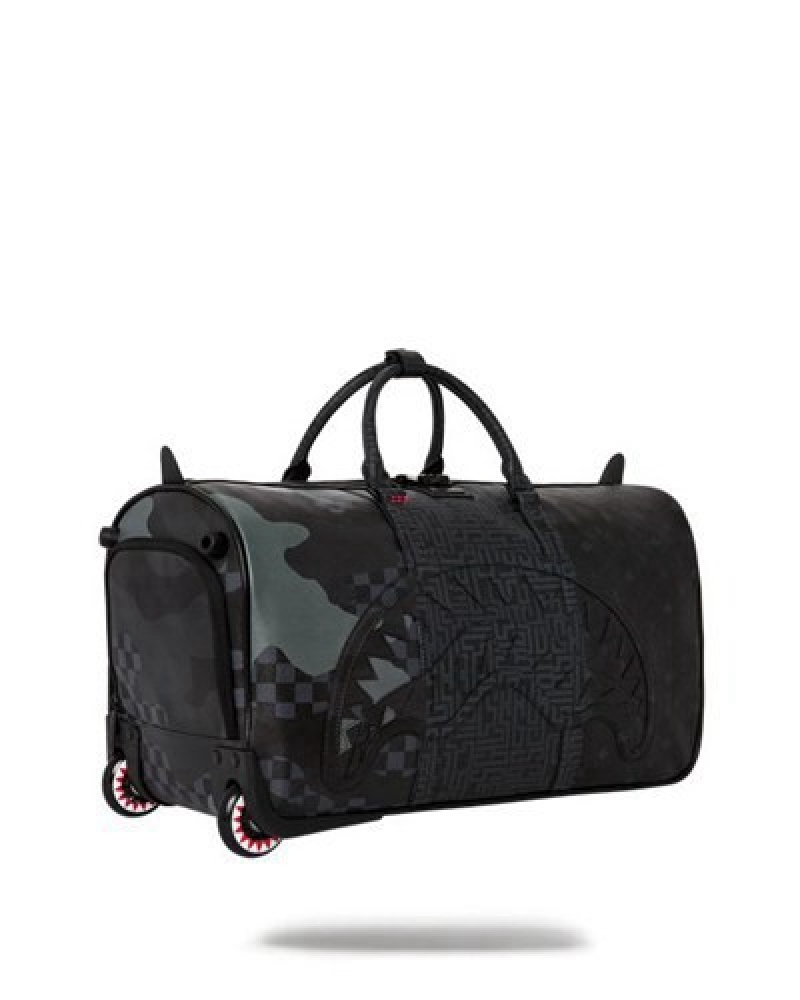 Black Sprayground 3am The Trilogy Wheely Duffle Bags | 29345-AELY