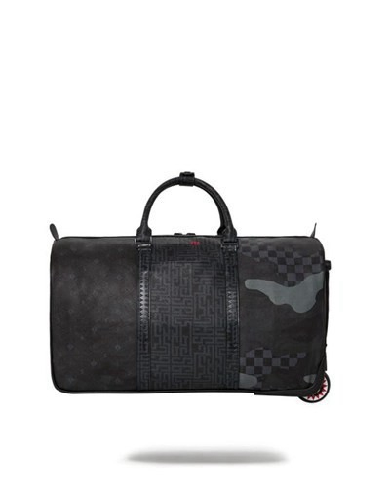 Black Sprayground 3am The Trilogy Wheely Duffle Bags | 29345-AELY