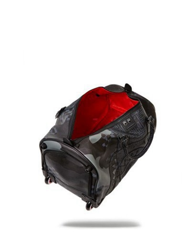 Black Sprayground 3am The Trilogy Wheely Duffle Bags | 29345-AELY