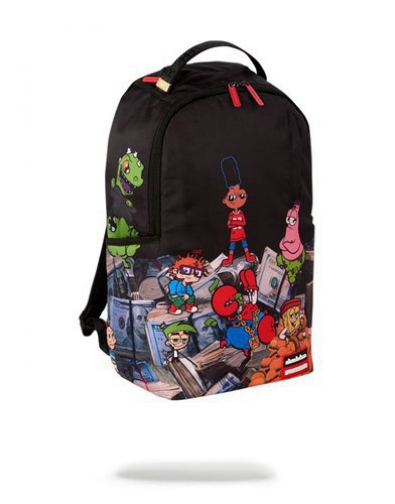 Black Sprayground 90's Nick: Money Stacks Backpacks | 37902-EUIQ