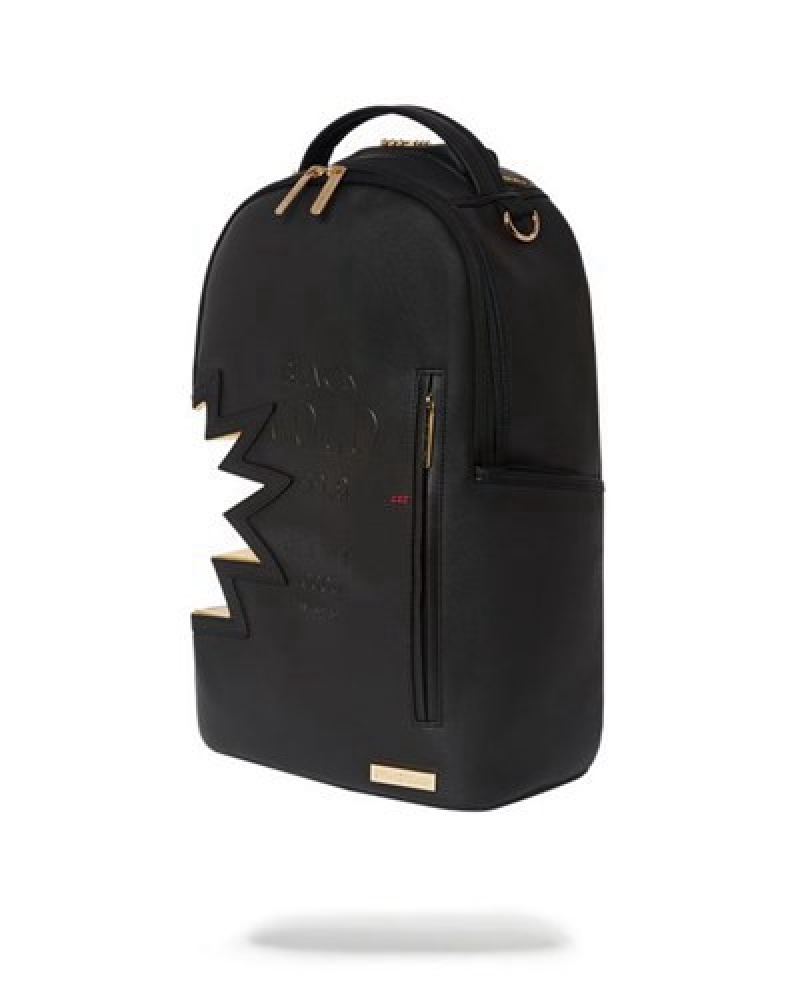 Black Sprayground A.I.3 Shark Bite Gold (Dlxv) Backpacks | 73490-RFVX