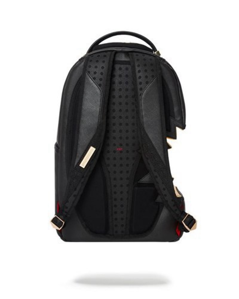 Black Sprayground A.I.3 Shark Bite Gold (Dlxv) Backpacks | 73490-RFVX