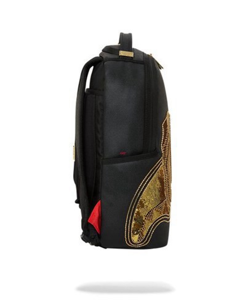 Black Sprayground A.I.8 African Intelligence Guilded Leopard (Dlxv) Backpacks | 48915-RBHZ