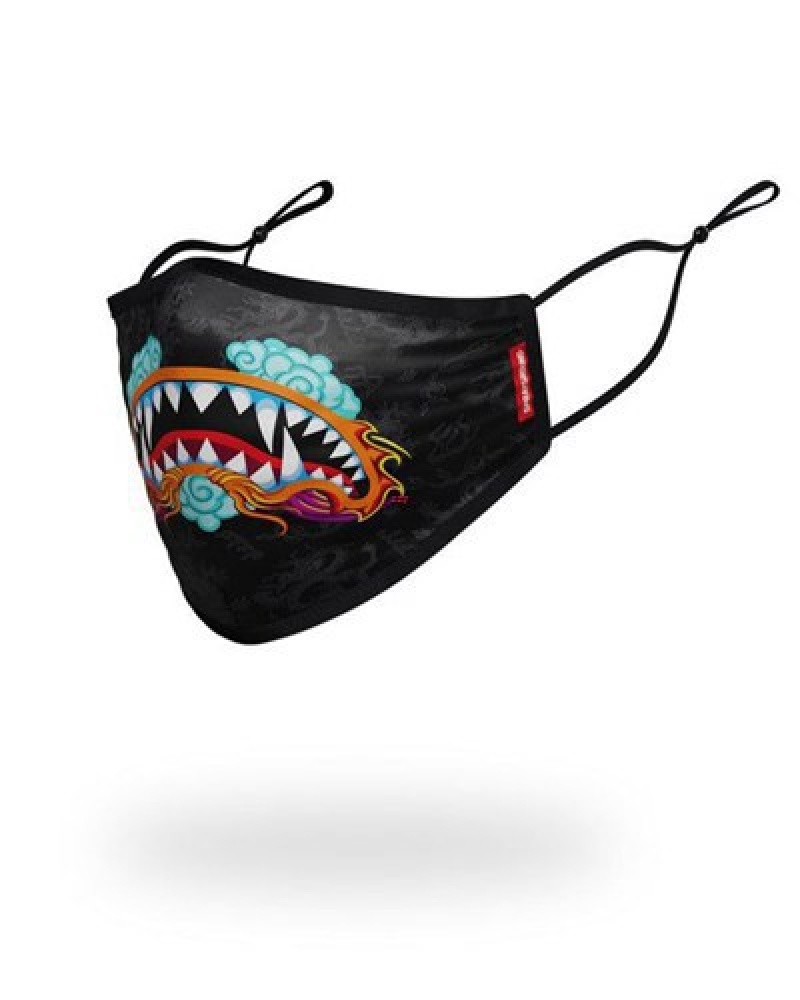 Black Sprayground Adult Dragon Shark Form Fitting Face Masks | 05241-DYZQ