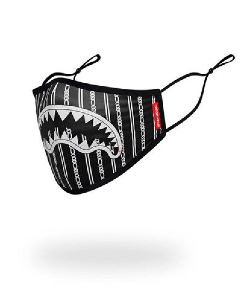 Black Sprayground Adult Reverse Sharks In Paris Form Fitting Face Masks | 72384-CTEY