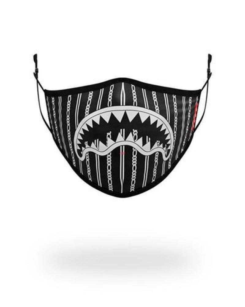 Black Sprayground Adult Reverse Sharks In Paris Form Fitting Face Masks | 72384-CTEY