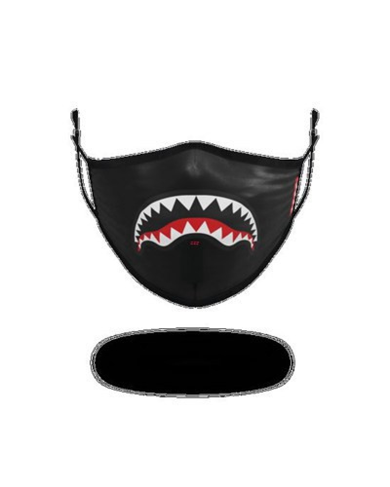 Black Sprayground Adult Shark Logo Form-fitting Face Masks | 29075-CMWA