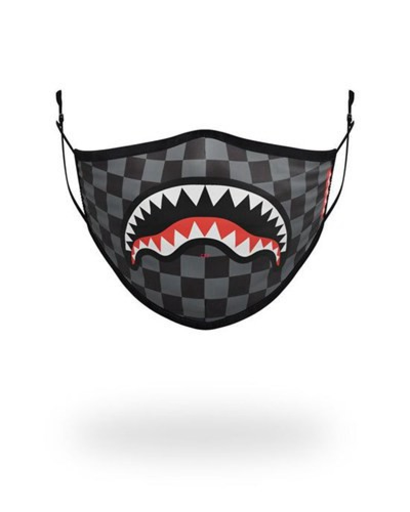 Black Sprayground Adult Sharks In Paris (Grey) Form Fitting Face Masks | 61489-JTDZ