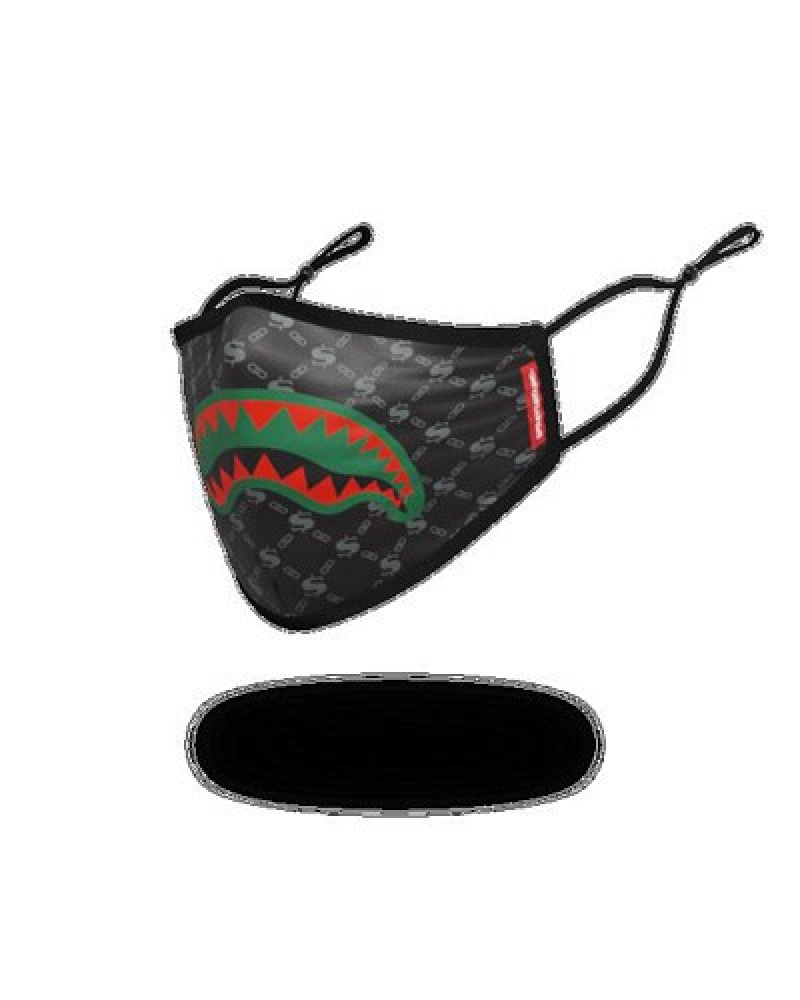 Black Sprayground Adult Spucci Form-fitting Face Masks | 21058-VZKD