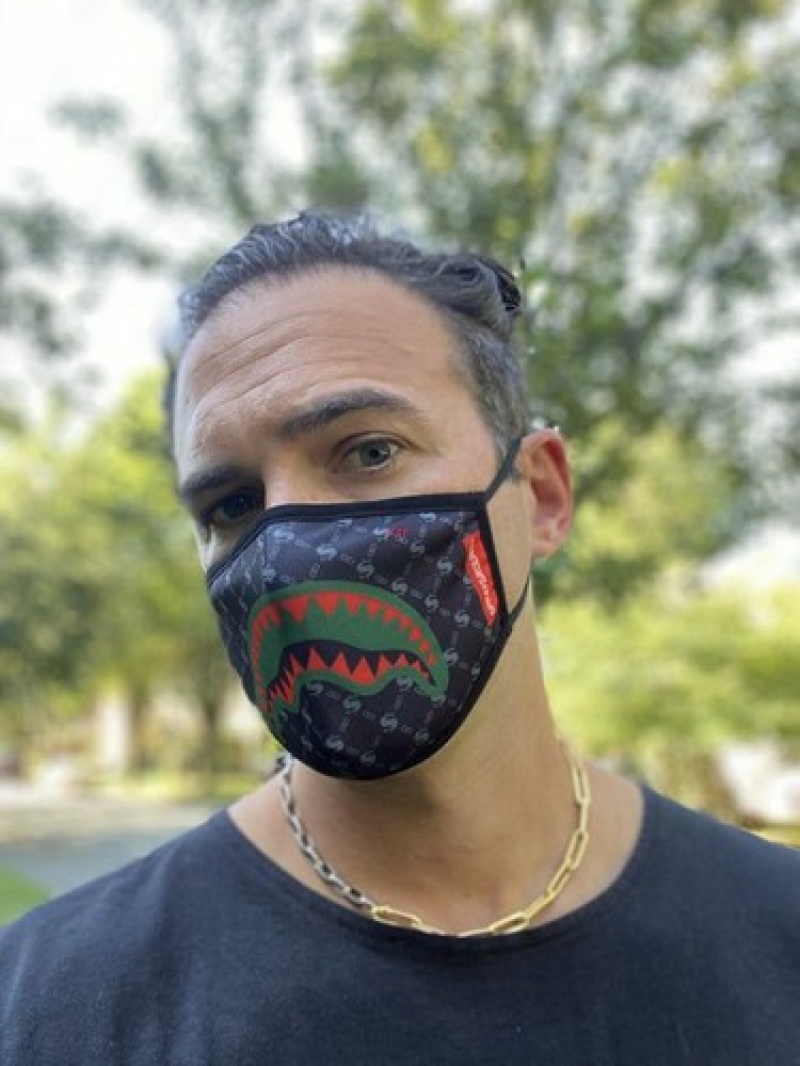 Black Sprayground Adult Spucci Form-fitting Face Masks | 21058-VZKD