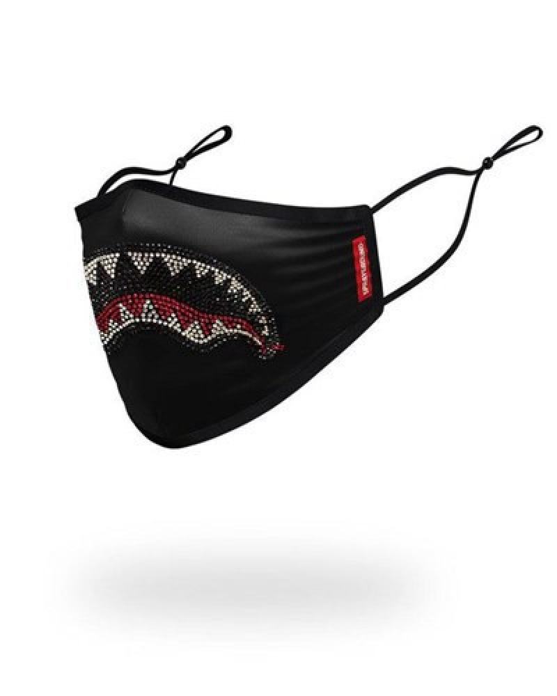 Black Sprayground Adult Trinity Shark Form Fitting Face Masks | 18724-MUHQ