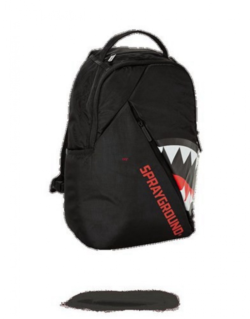 Black Sprayground Angled Ghost Shark Backpacks | 15426-NWOY