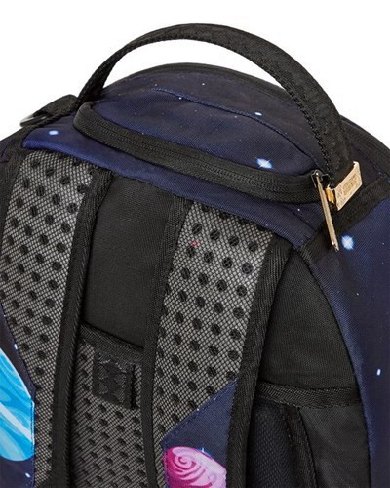 Black Sprayground Astromane Outerspacey Knapsack (Dlxr) Backpacks | 45812-RQYE