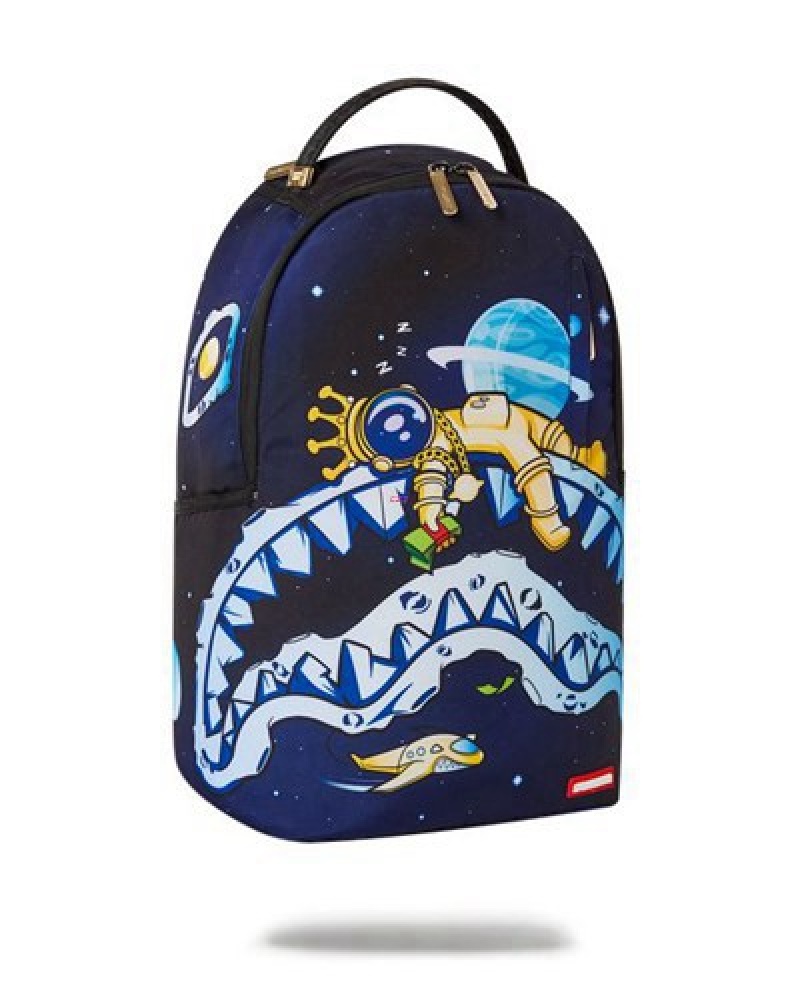 Black Sprayground Astromane Outerspacey Knapsack (Dlxr) Backpacks | 45812-RQYE