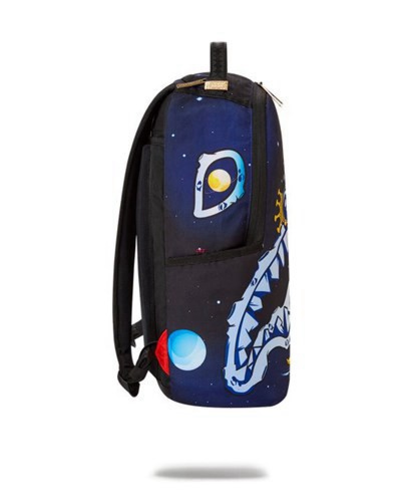 Black Sprayground Astromane Outerspacey Knapsack (Dlxr) Backpacks | 45812-RQYE