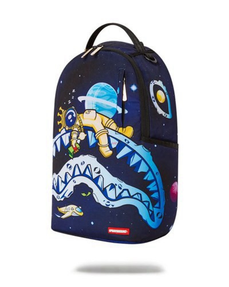 Black Sprayground Astromane Outerspacey Knapsack (Dlxr) Backpacks | 45812-RQYE