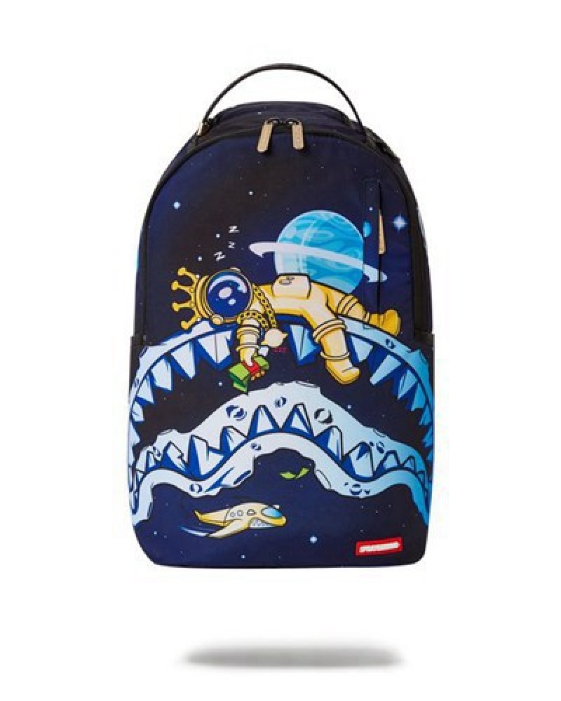 Black Sprayground Astromane Outerspacey Knapsack (Dlxr) Backpacks | 45812-RQYE