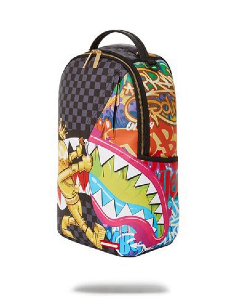 Black Sprayground Astromane Sharks In Space (Dlxv) Backpacks | 57162-WKGL