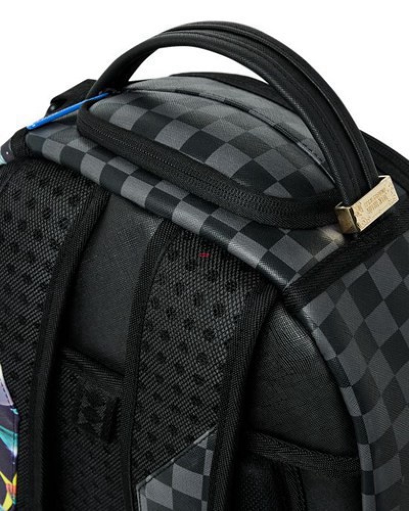 Black Sprayground Astromane Welcome To My World (Dlxv) Backpacks | 20631-ZADY