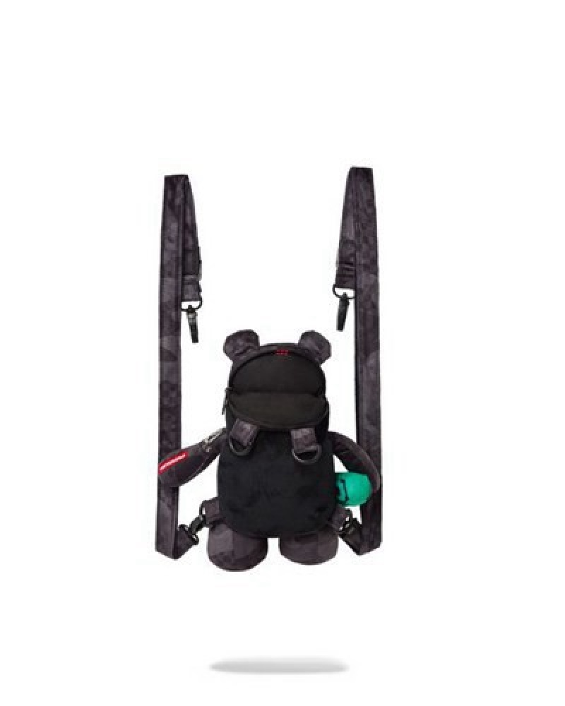 Black Sprayground Bear Cub - 3am Never Sleep Backpacks | 61794-NXTK