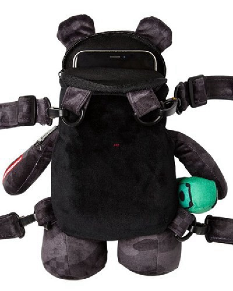 Black Sprayground Bear Cub - 3am Never Sleep Backpacks | 61794-NXTK