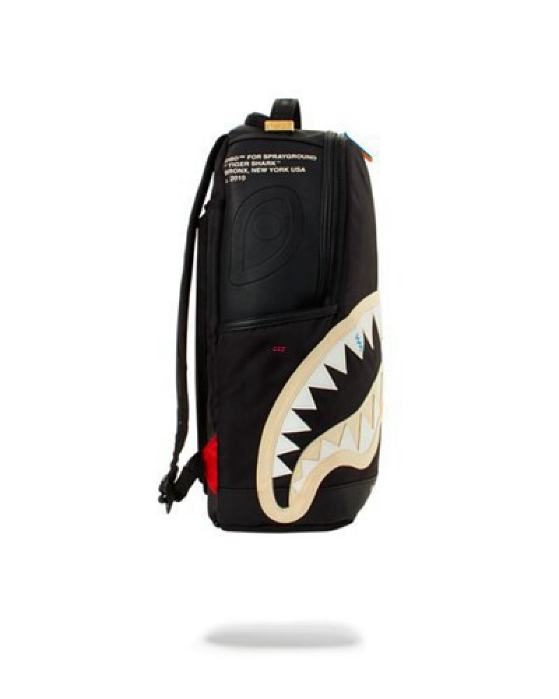 Black Sprayground Bite Me Shark Backpacks | 27650-WQDY