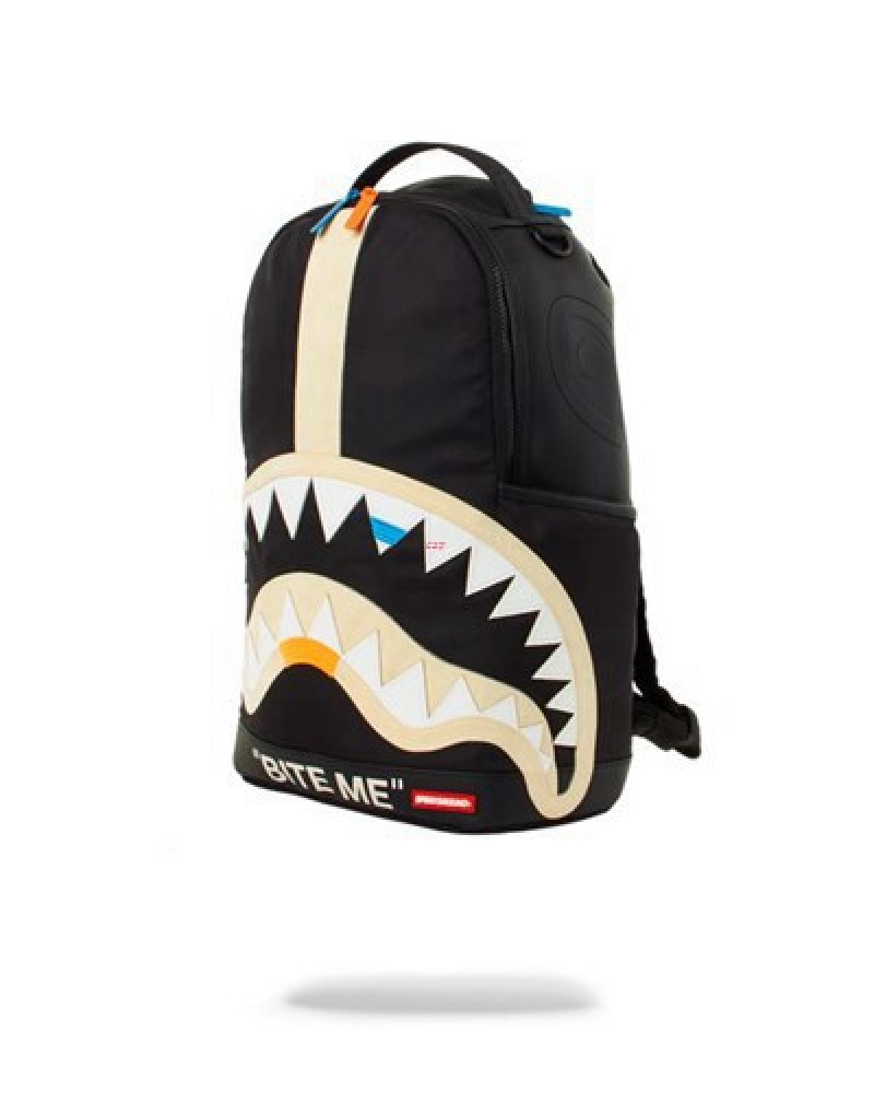 Black Sprayground Bite Me Shark Backpacks | 27650-WQDY