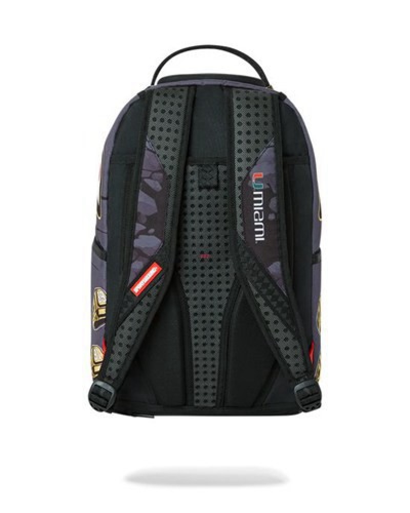 Black Sprayground Canes Muscle University Of Miami (With Warren Sapp) Backpacks | 68521-DYCX