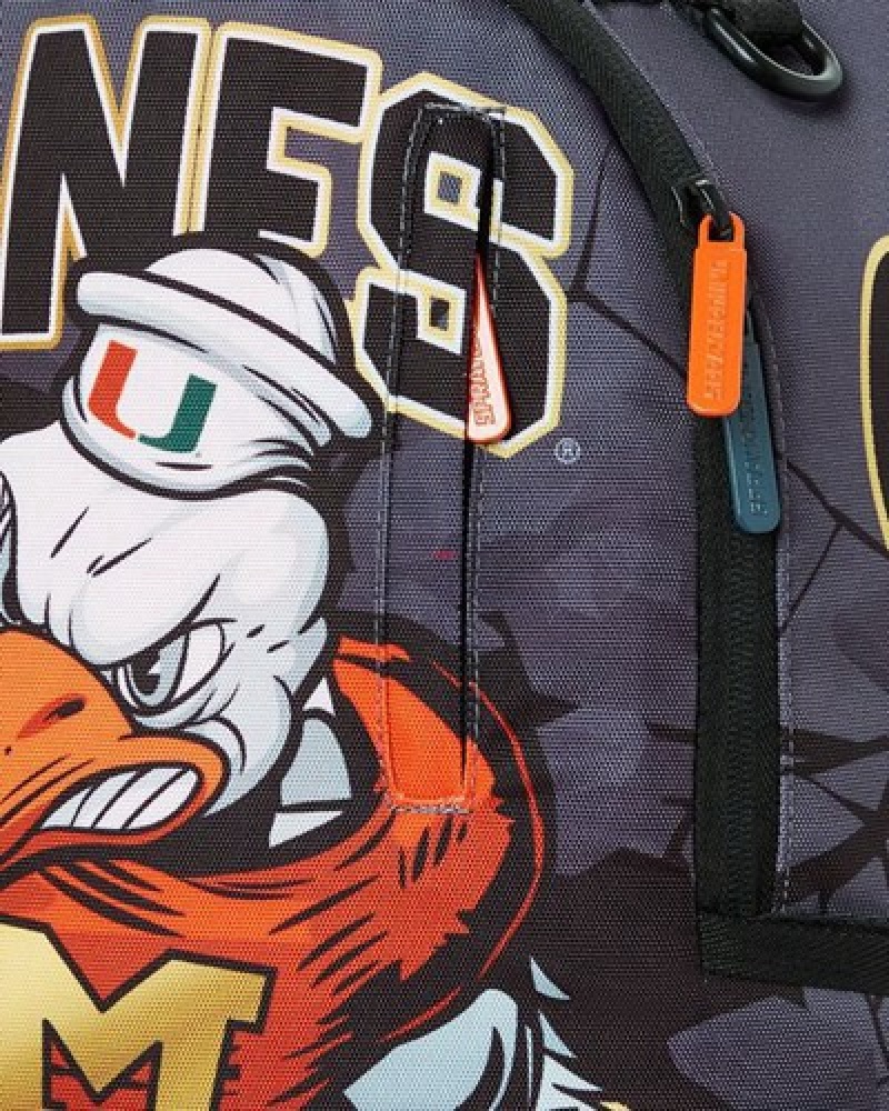 Black Sprayground Canes Muscle University Of Miami (With Warren Sapp) Backpacks | 68521-DYCX