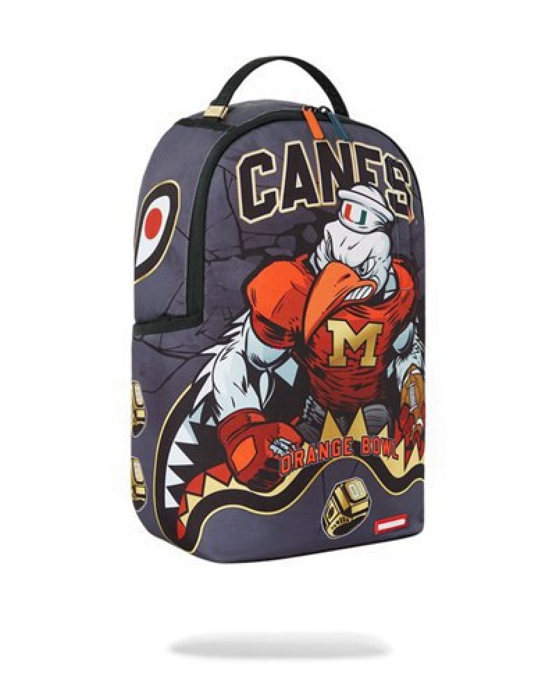 Black Sprayground Canes Muscle University Of Miami (With Warren Sapp) Backpacks | 68521-DYCX