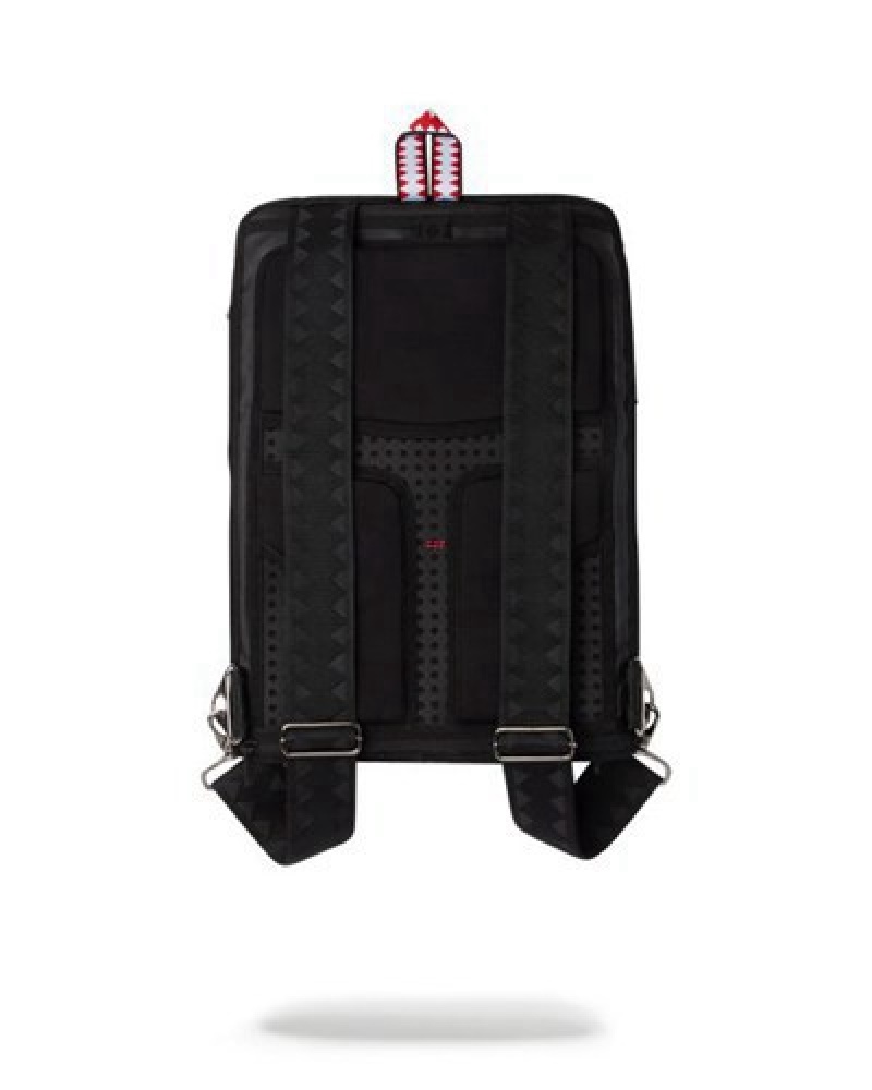 Black Sprayground Cargo Flat Pack Backpacks | 53890-ZKCI